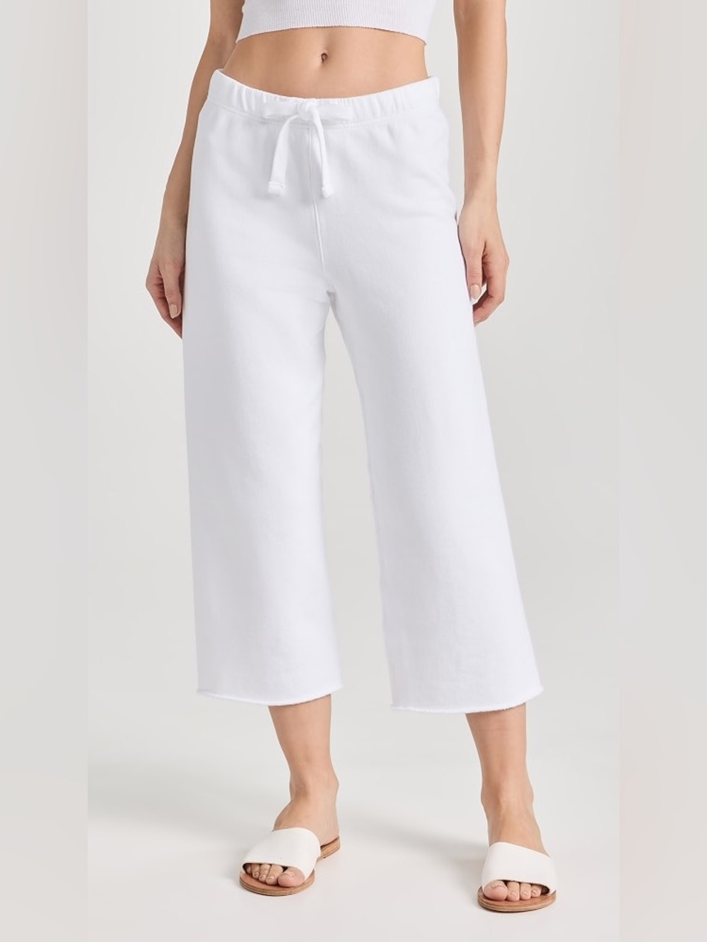 Frank & Eileen White Cropped Wide-Leg Joggers